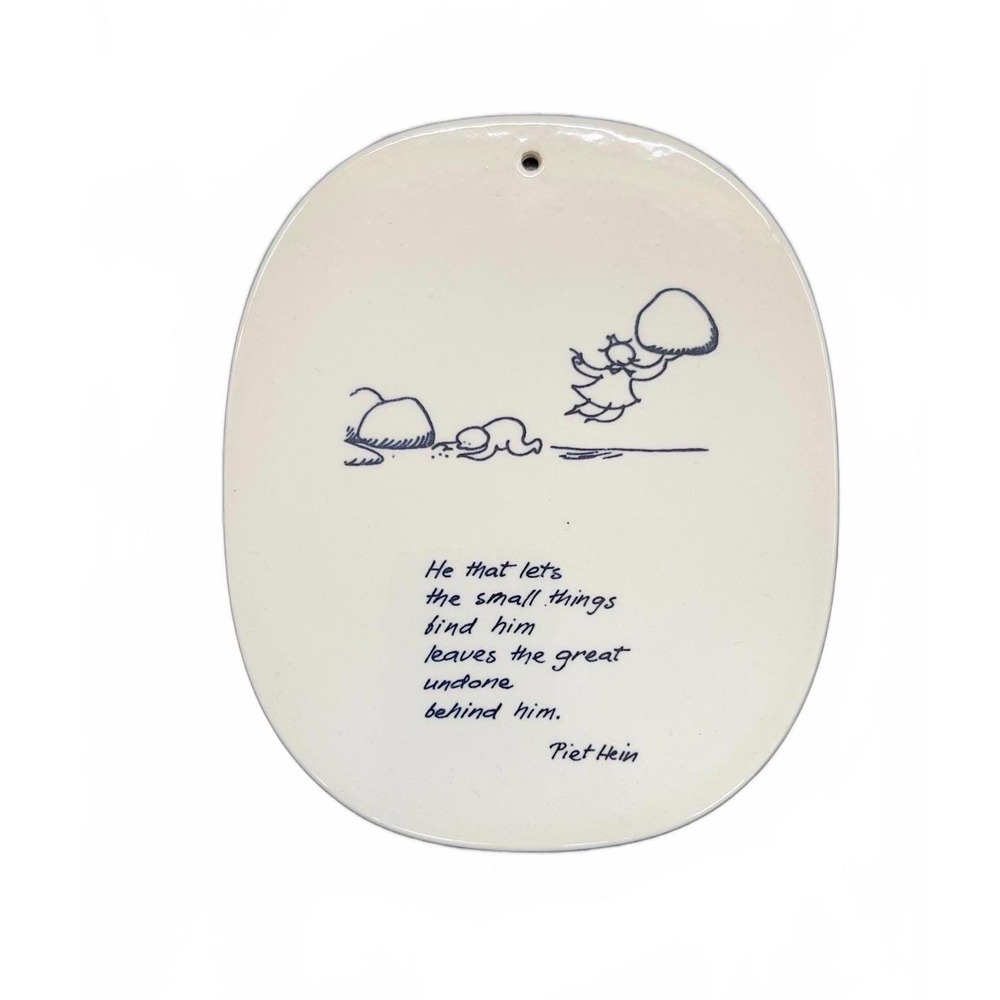Royal Copenhagen Piet Hein Wall Plaque White Blue‎ Gruks Poem 1954 6.75x5.5in